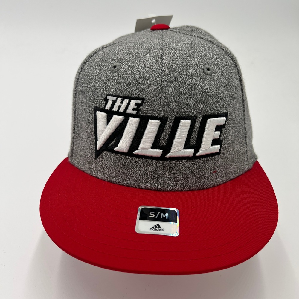 Adidas Louisville Cardinals The Ville Fitted Hat Gray Red S/M